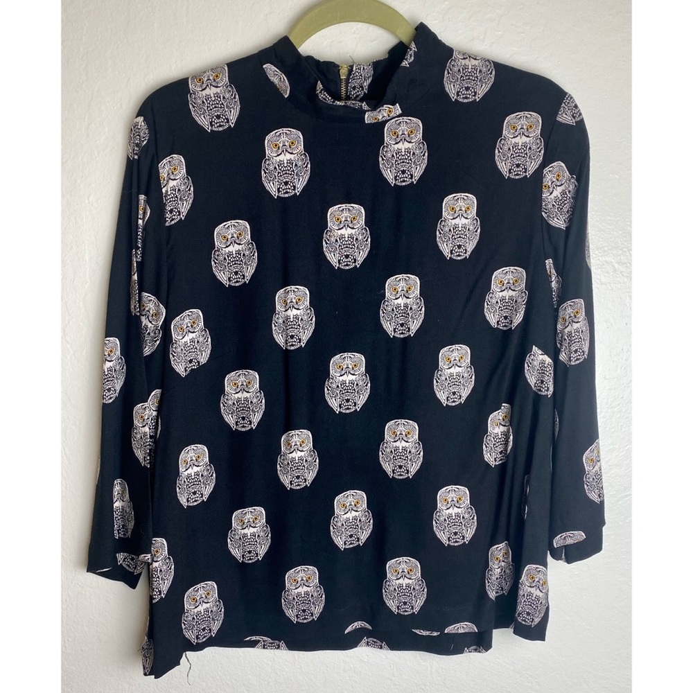 H&M High Neck Owl Print Shirt